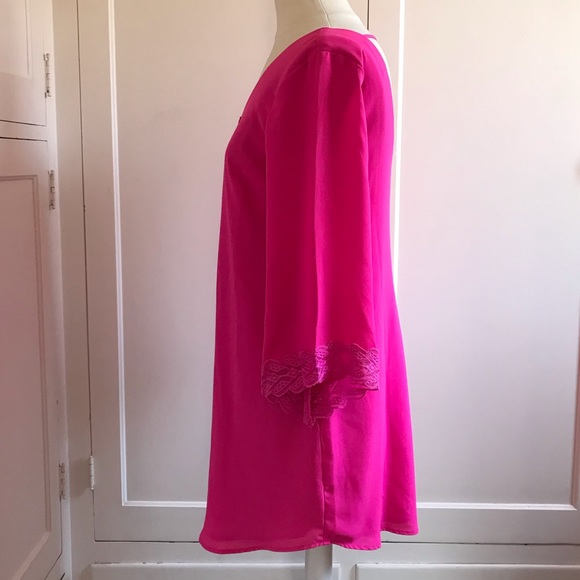 ASTR Bright Pink Lace Shift Dress Small New - Picture 7 of 12